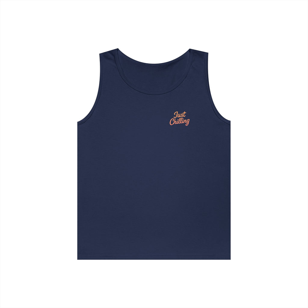 Tank Top — "Just a Friend. Who's a Girl. Not My Girlfriend." Retro Script Chest & Back Graphic