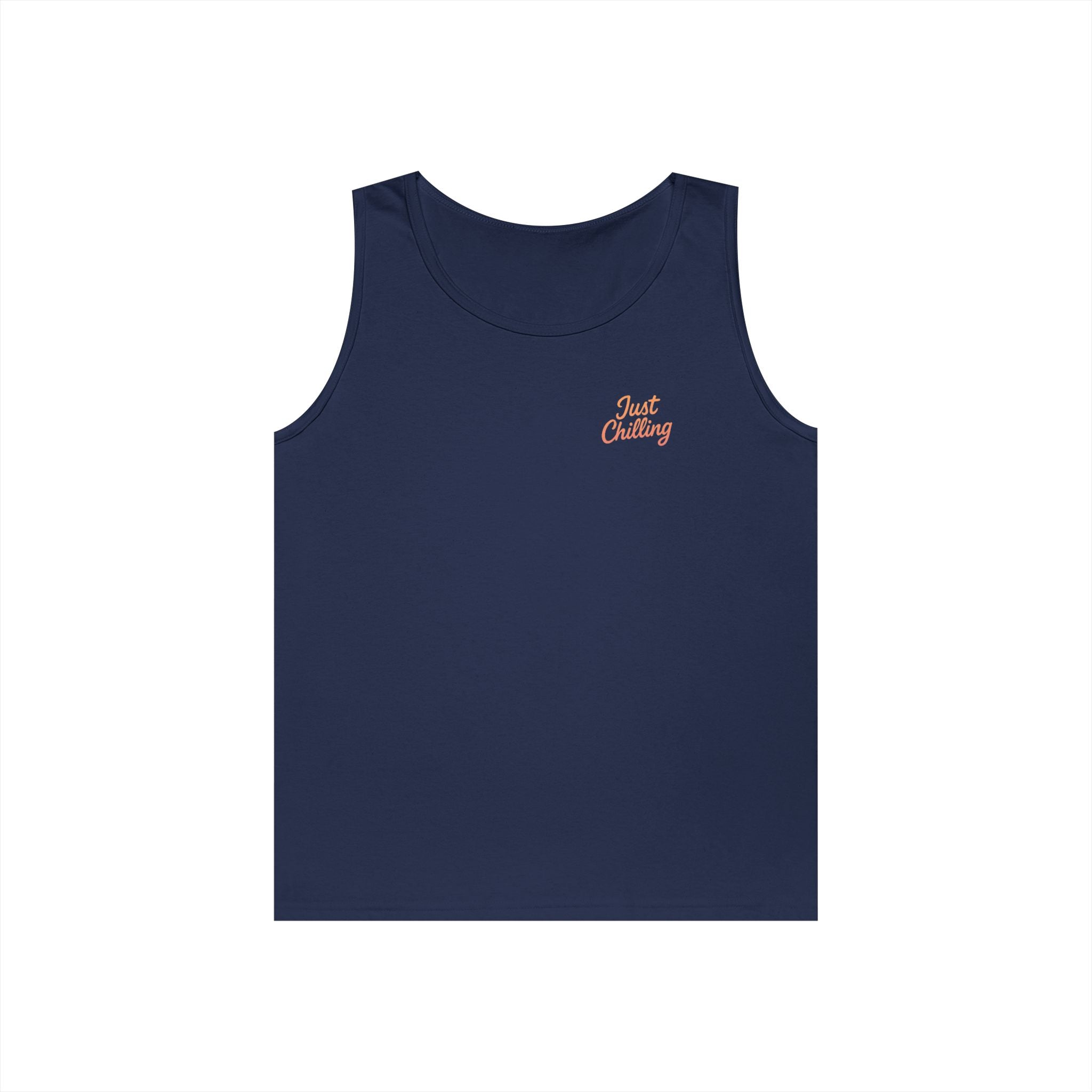 Tank Top — "Just a Friend. Who's a Girl. Not My Girlfriend." Retro Script Chest & Back Graphic