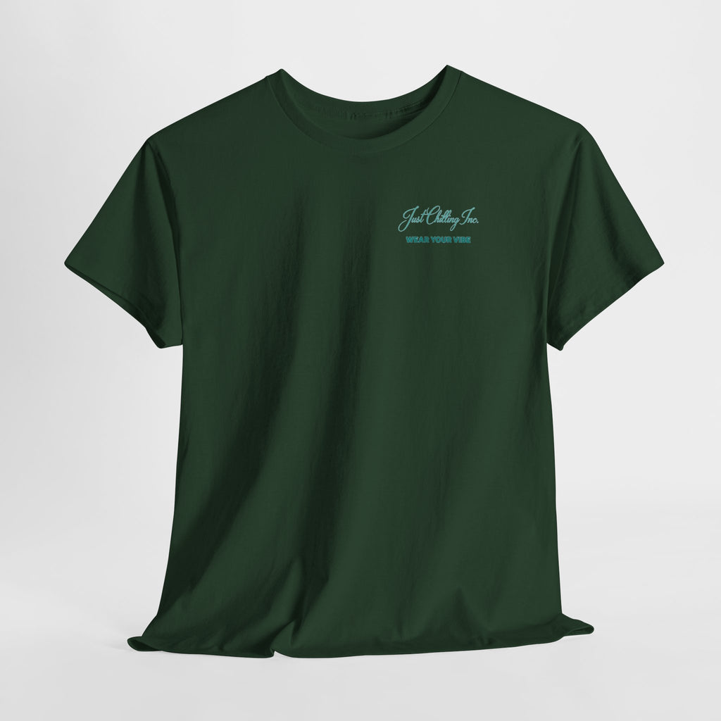 Just Chillin Sunset Palm Tee – Vintage Coastal Graphic T-Shirt