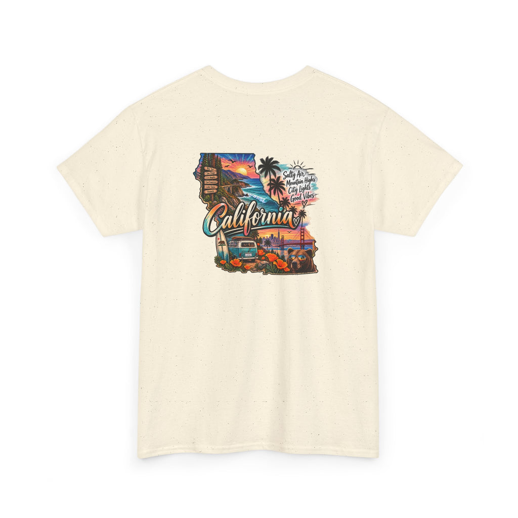 California Retro Coastal Tee — Vintage Sunset Palm Beach Graphic T-Shirt