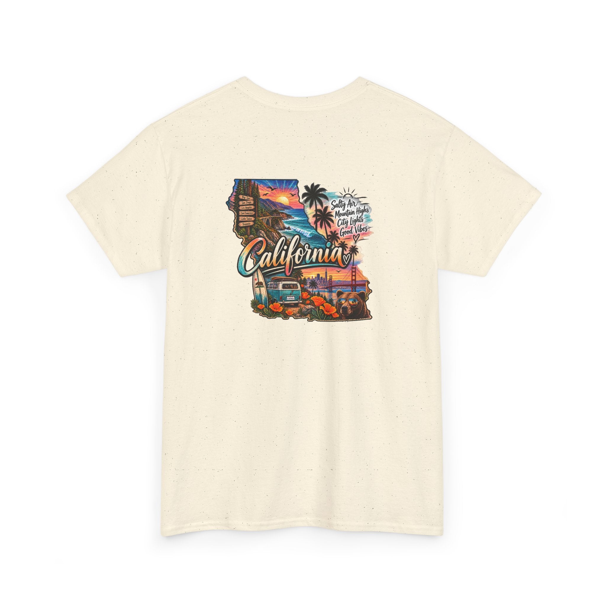 California Retro Coastal Tee — Vintage Sunset Palm Beach Graphic T-Shirt