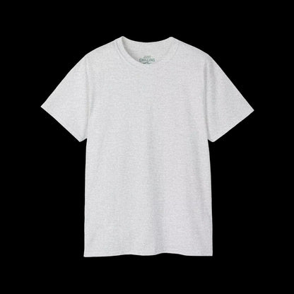 A plain white t-shirt against a black background.