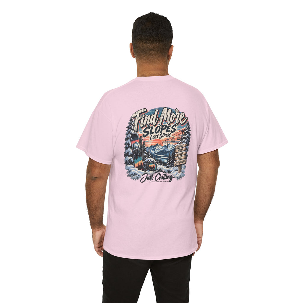Camiseta Gráfica de Esquí Just Chilling - Encuentra Más Pistas, Menos Estrés