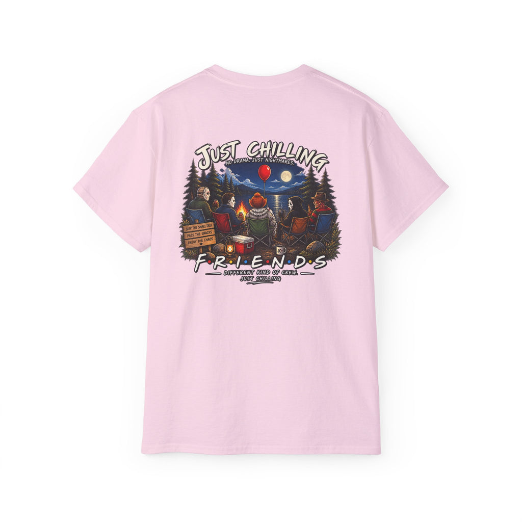 All Your Favorite Creepy Friends T-Shirt – Horror Movie Villains “Just Chilling” Graphic Tee | Made in the USA