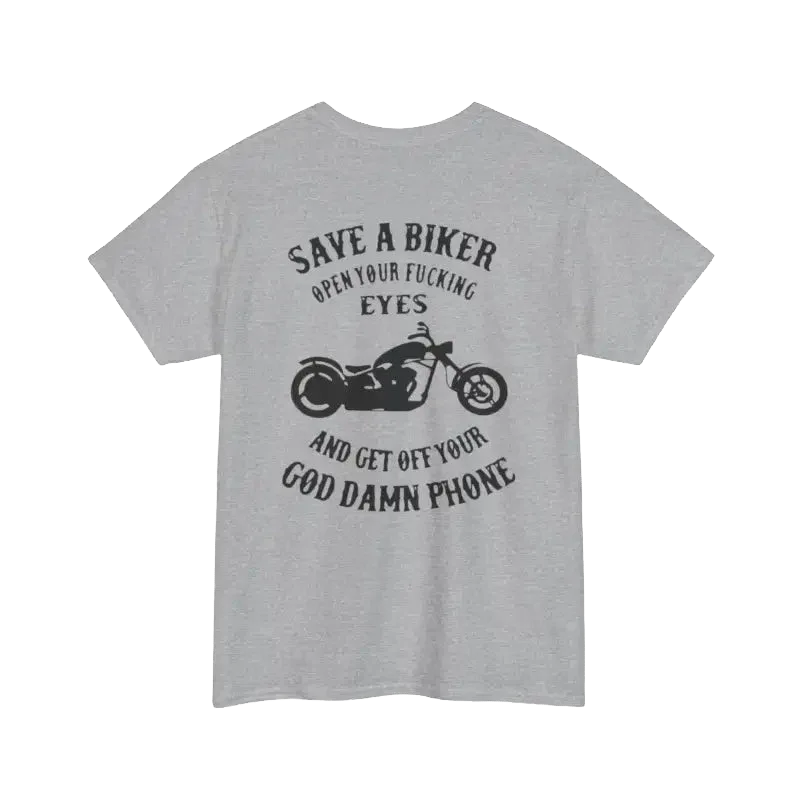 Save a Biker T-Shirt - Comfortable Cotton Motorcycle Safety Tee | Durable & Relaxed Fit - Just Chilling Inc.