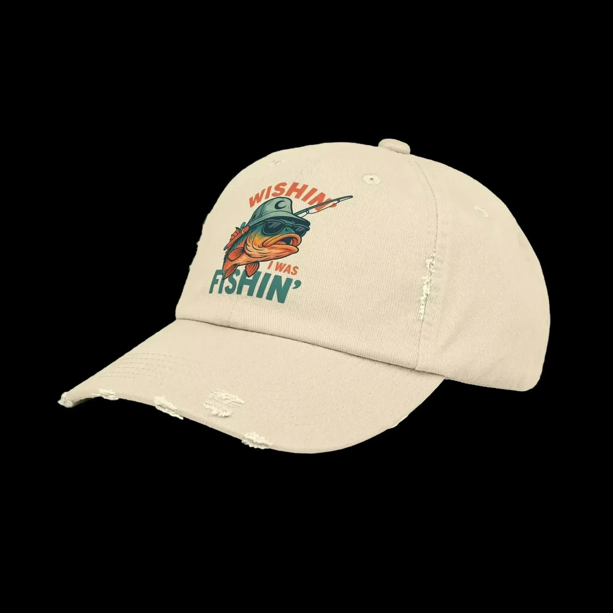 Distressed Cotton Twill Cap – Adjustable Fishing Hat with D-Ring Strap - Just Chilling Inc.