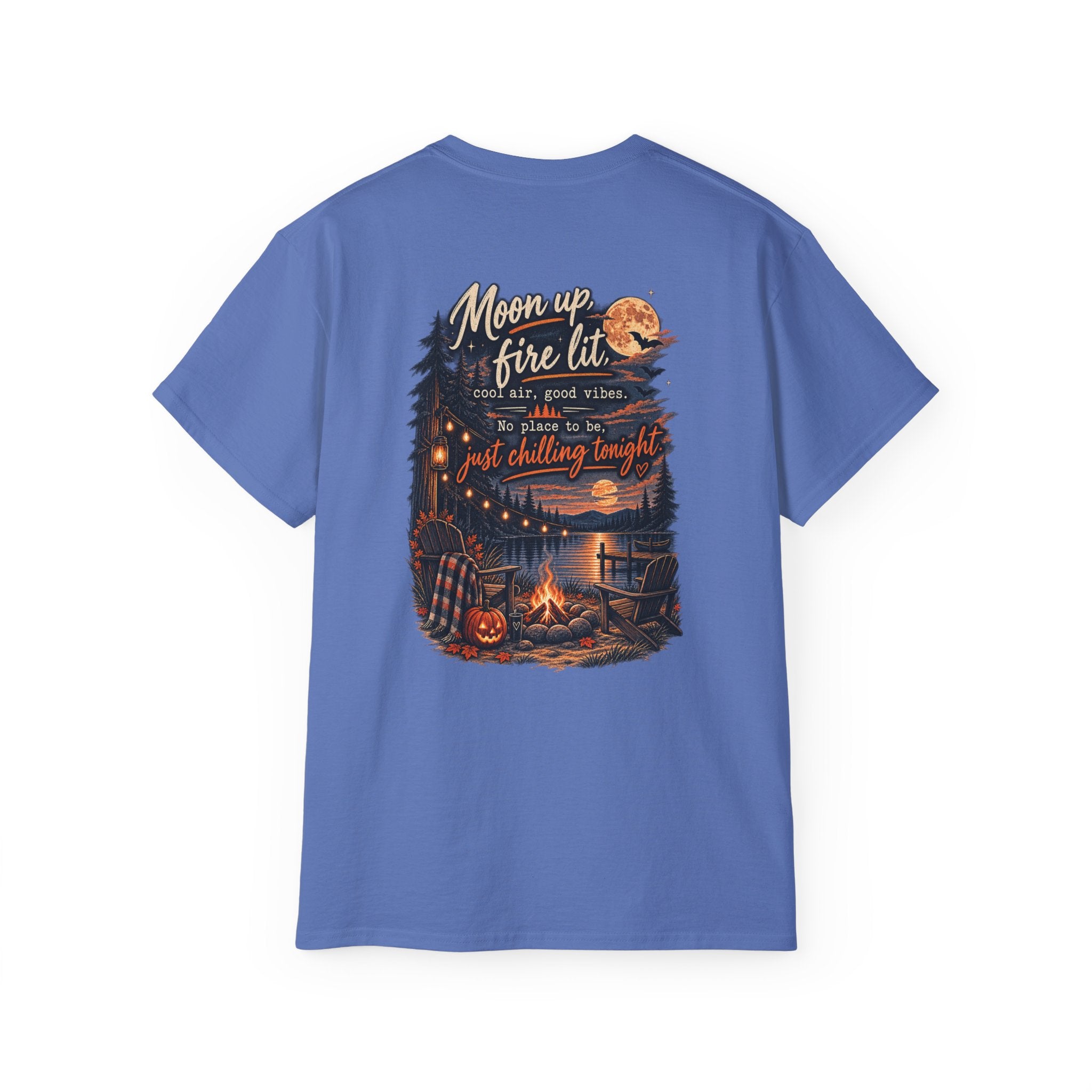Campfire Night Tee — "Moon up, fire lit" Graphic T-Shirt