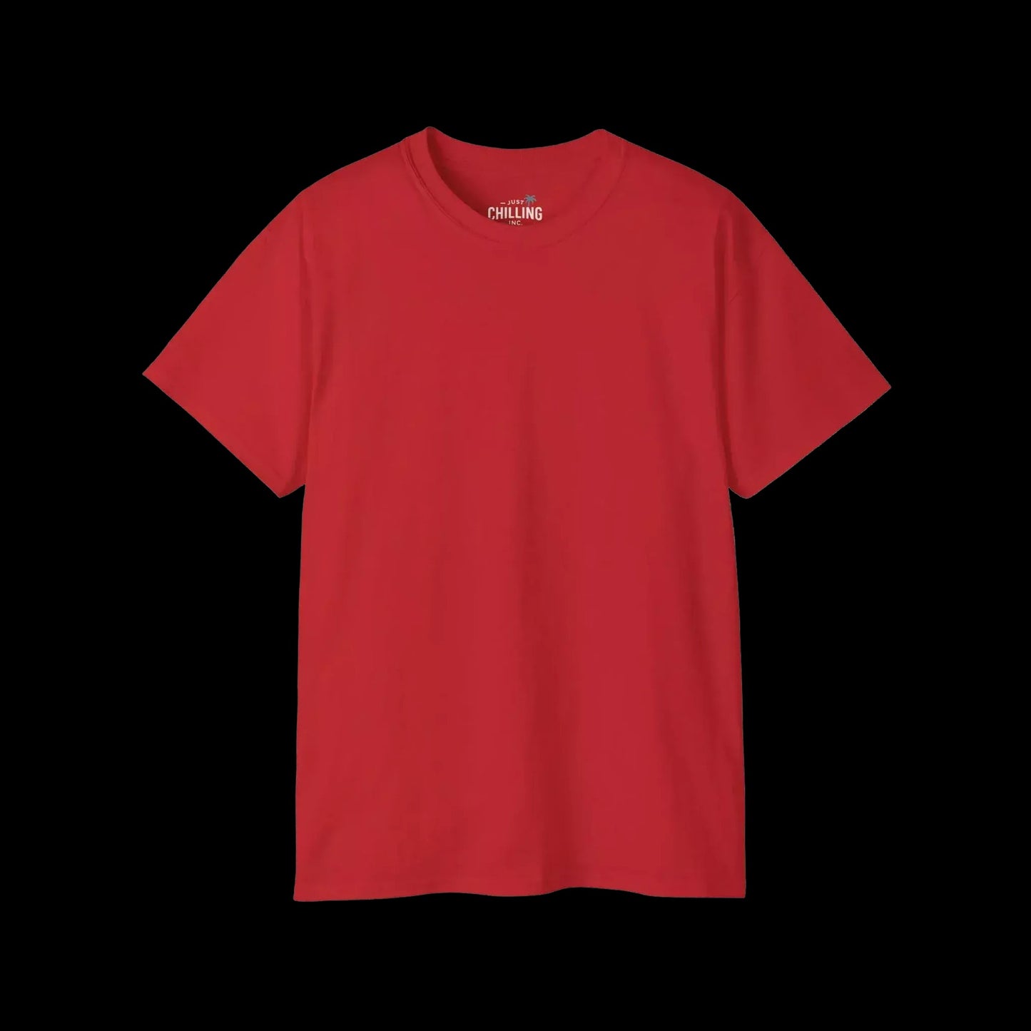 A red t-shirt against a black background.