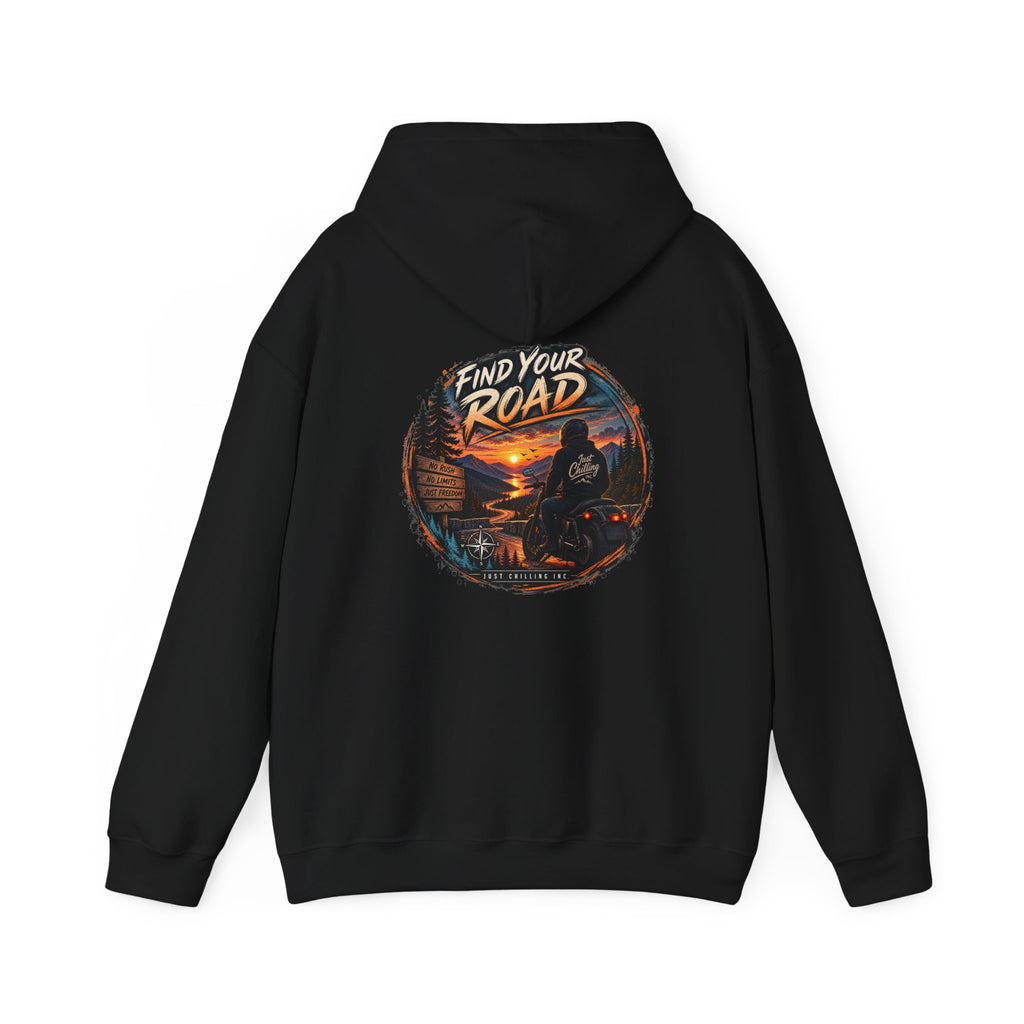 Hoodie — 'Find Your Road' Sunset Motorcycle Adventure Hooded Sweatshirt