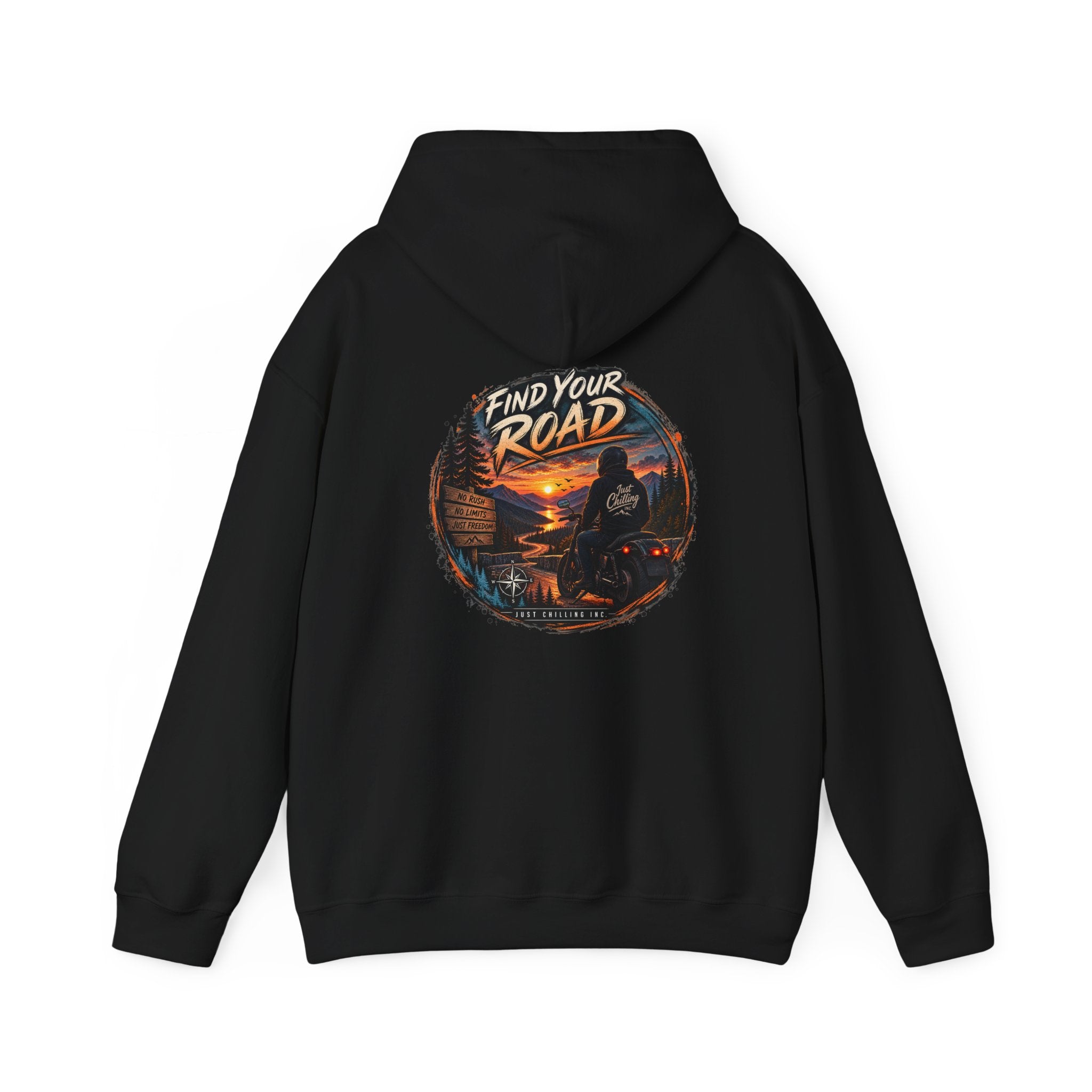 Hoodie — 'Find Your Road' Sunset Motorcycle Adventure Hooded Sweatshirt