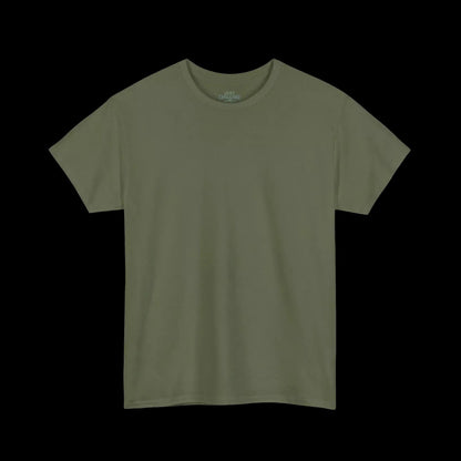A plain, light green t-shirt is shown against a black background.