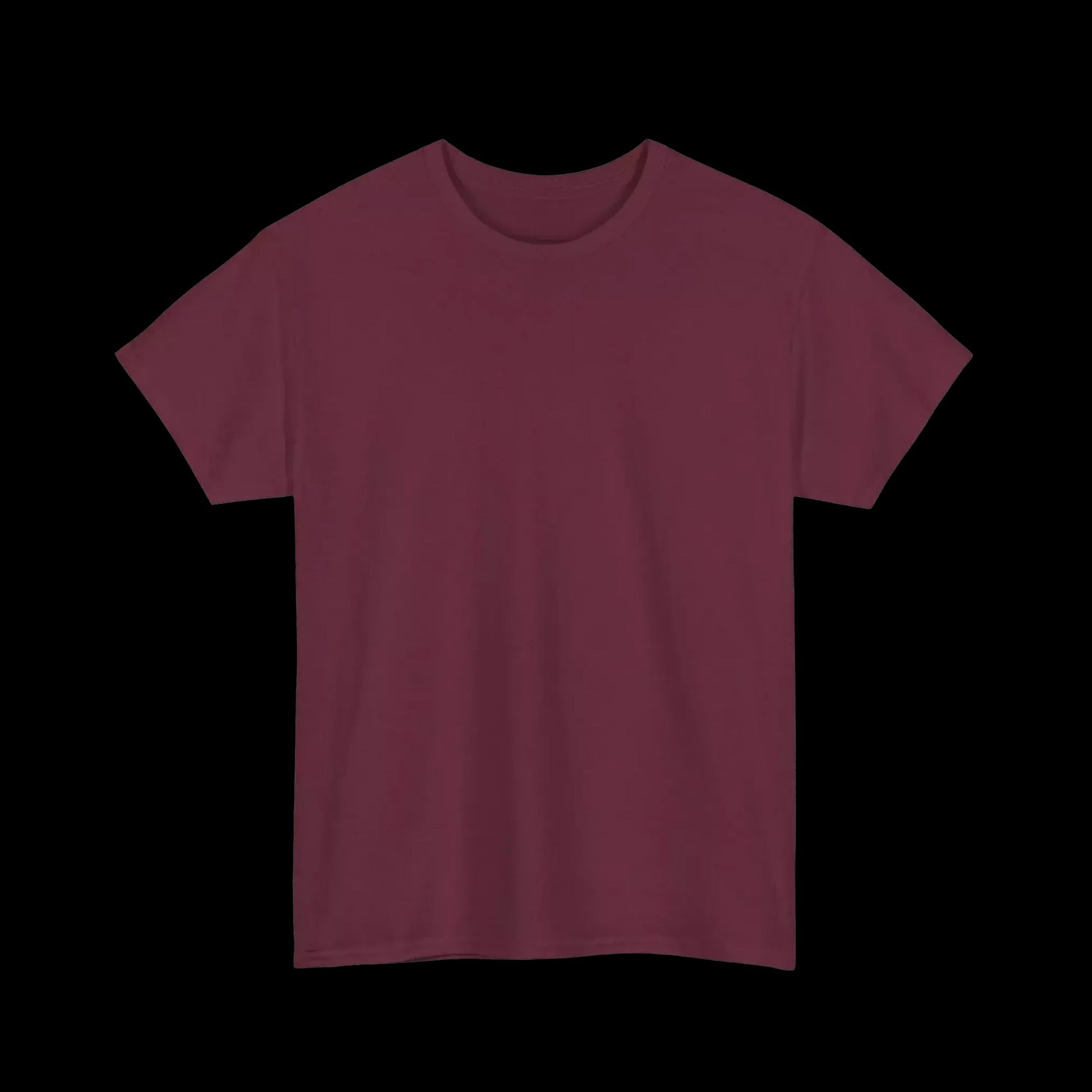 A simple, solid-colored red t-shirt against a black background.