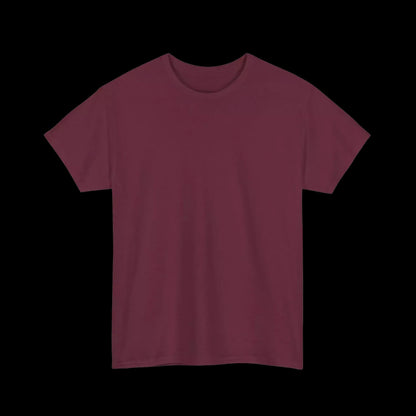 A simple, solid-colored red t-shirt against a black background.