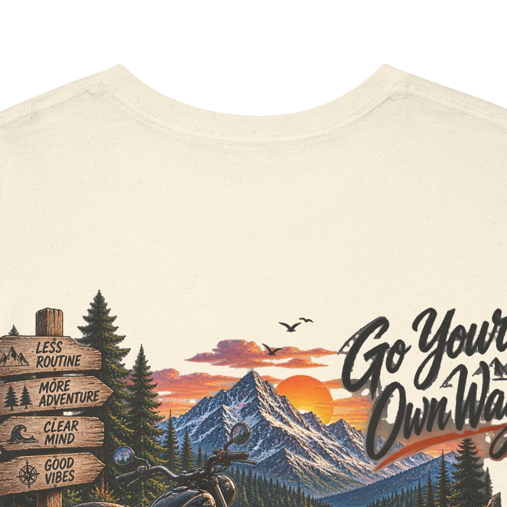 Adventure Motorcycle Tee — "Go Your Own Way" Scenic Biker T-Shirt