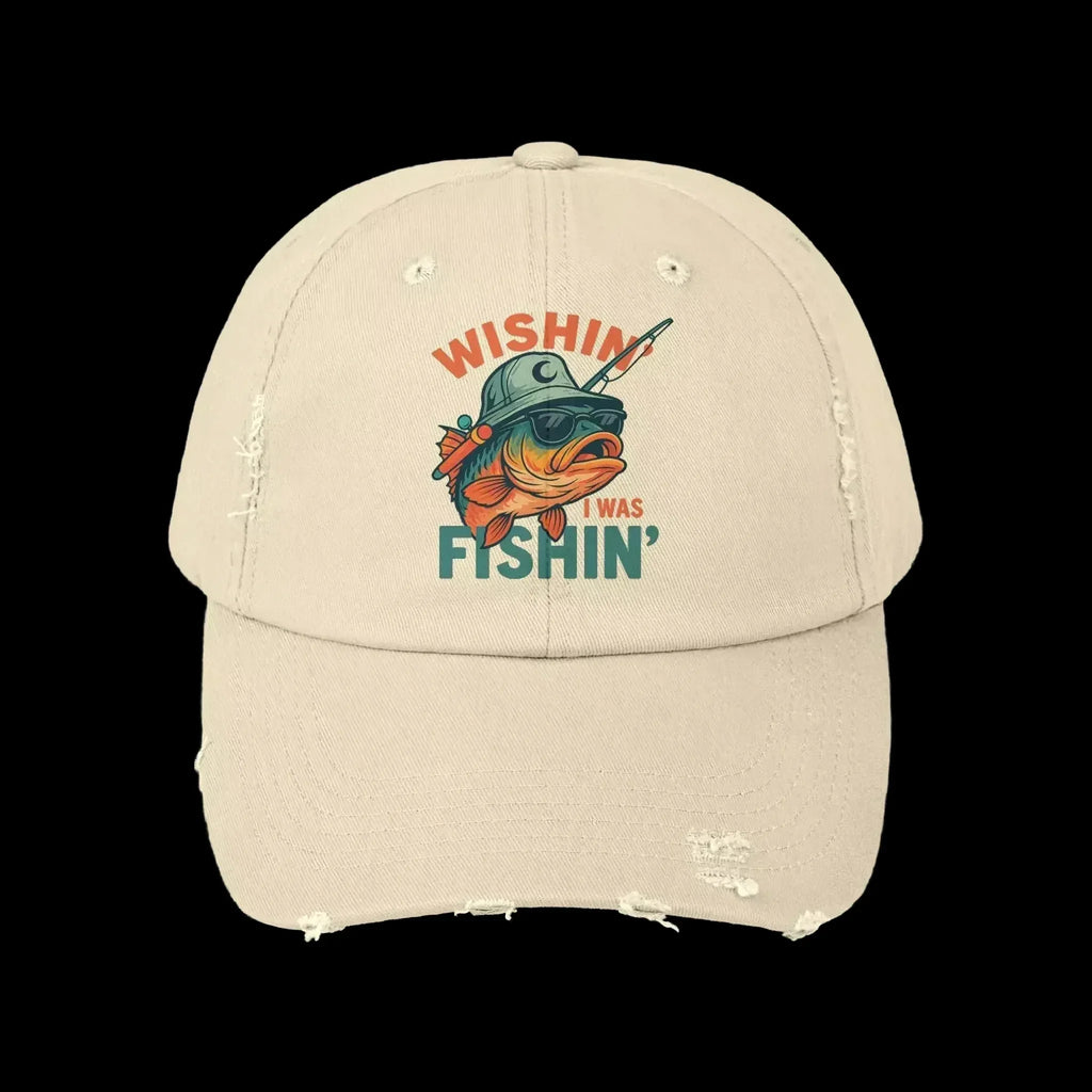 Distressed Cotton Twill Cap – Adjustable Fishing Hat with D-Ring Strap - Just Chilling Inc.
