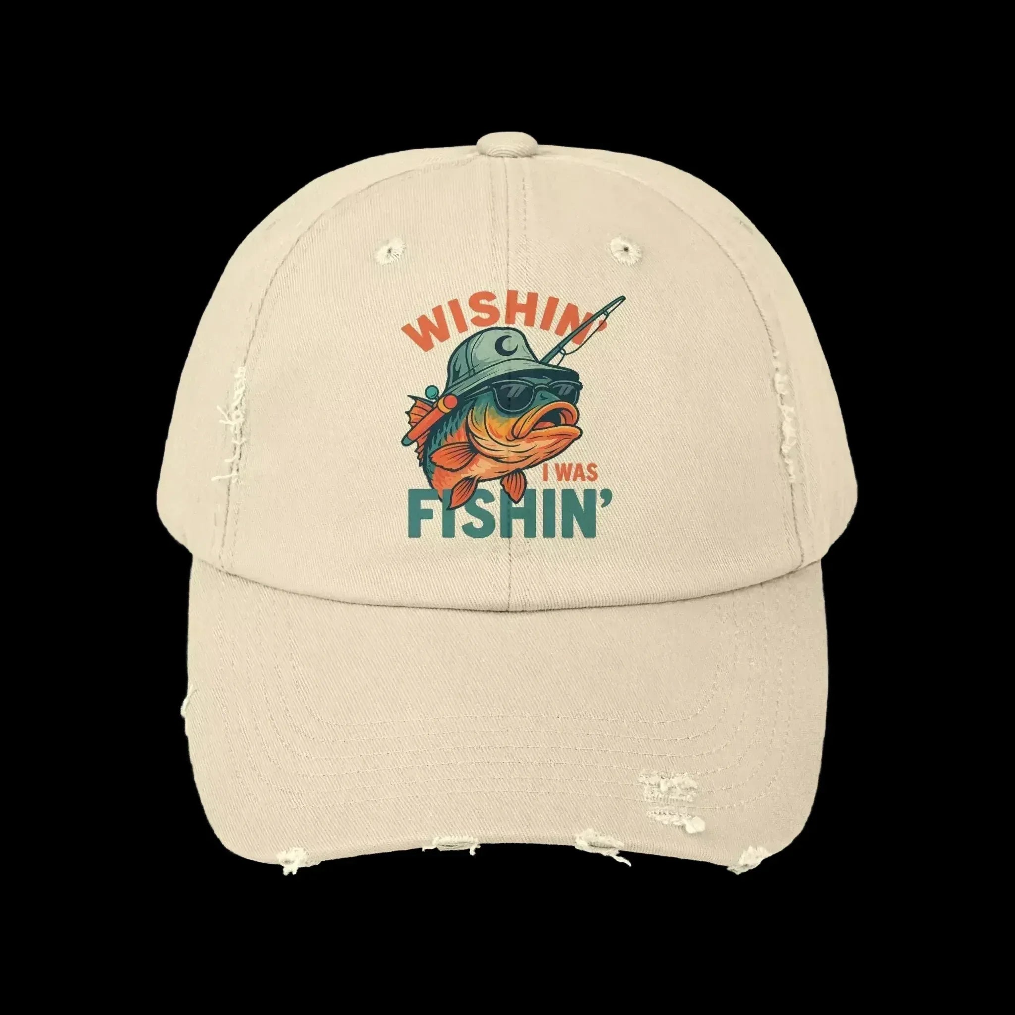 Distressed Cotton Twill Cap – Adjustable Fishing Hat with D-Ring Strap - Just Chilling Inc.