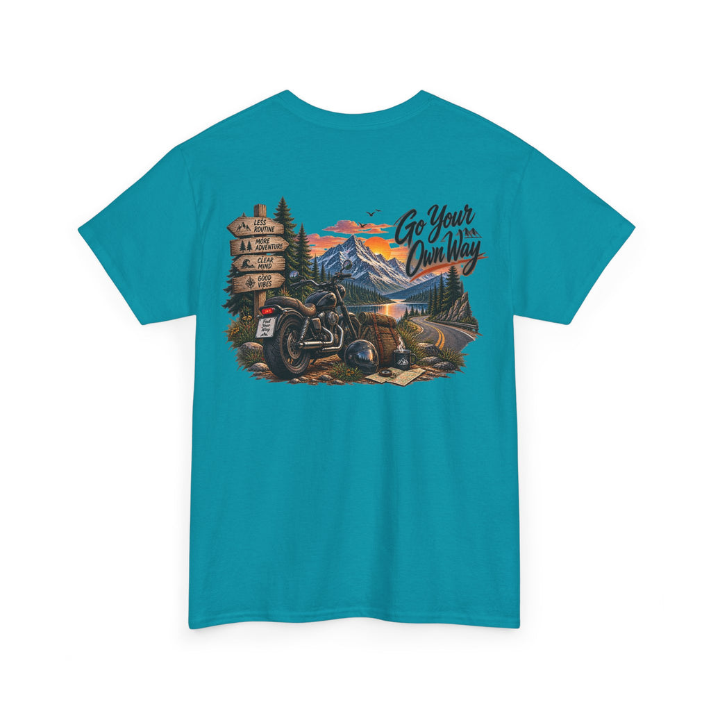 Adventure Motorcycle Tee — "Go Your Own Way" Scenic Biker T-Shirt