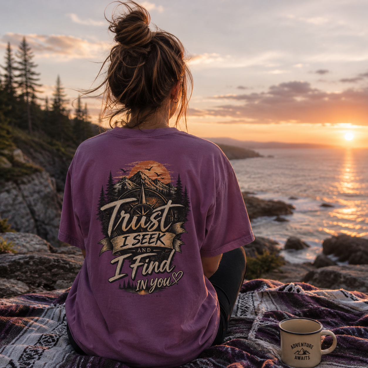 Trust I Seek and I Find in You – Vintage Mountain & Ocean Graphic Tee