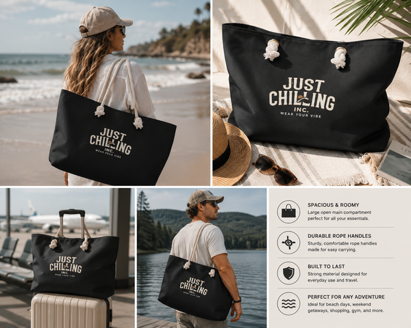 Just Chilling Oversized Weekender Tote – Large Beach & Travel Bag