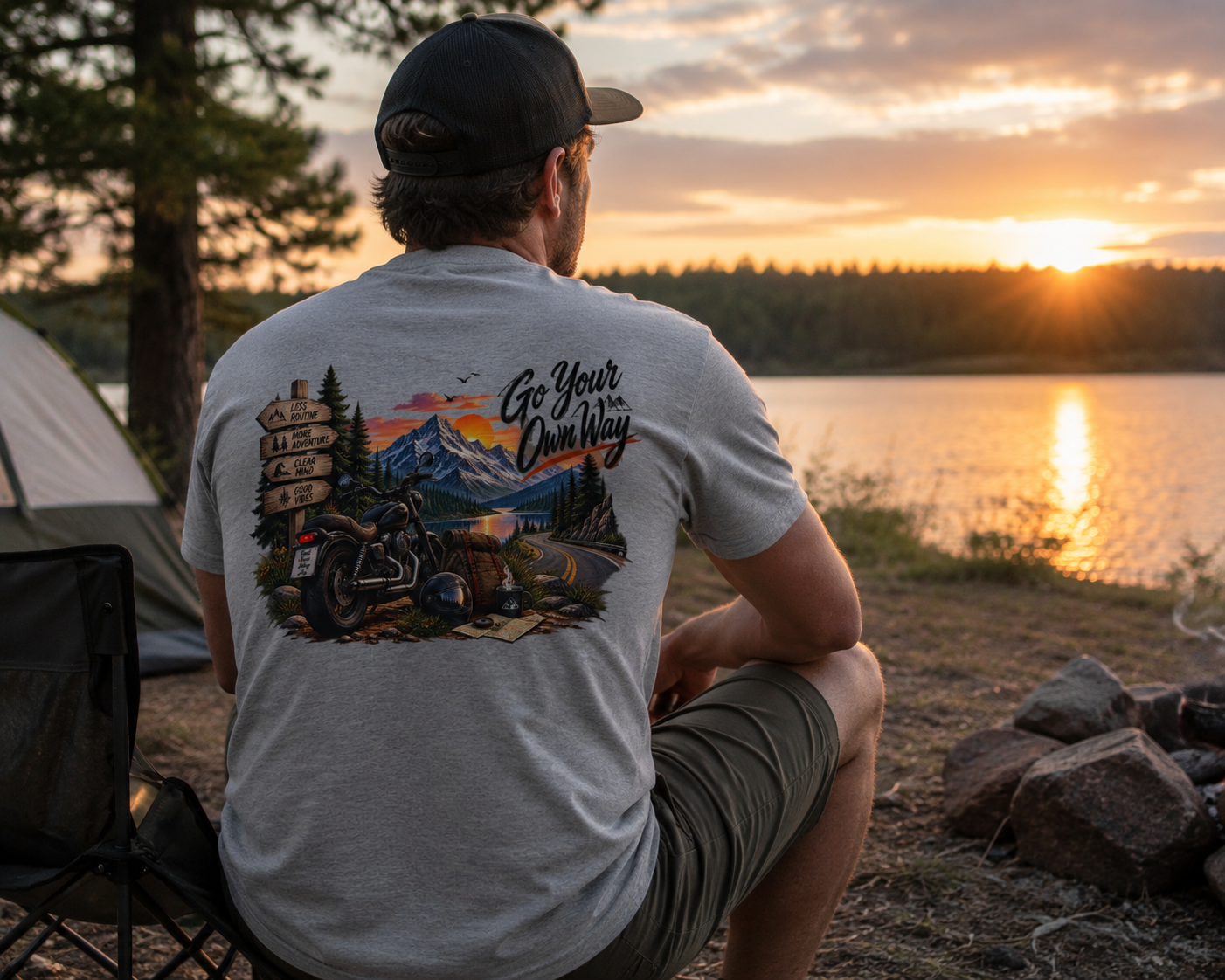 Adventure Motorcycle Tee — "Go Your Own Way" Scenic Biker T-Shirt