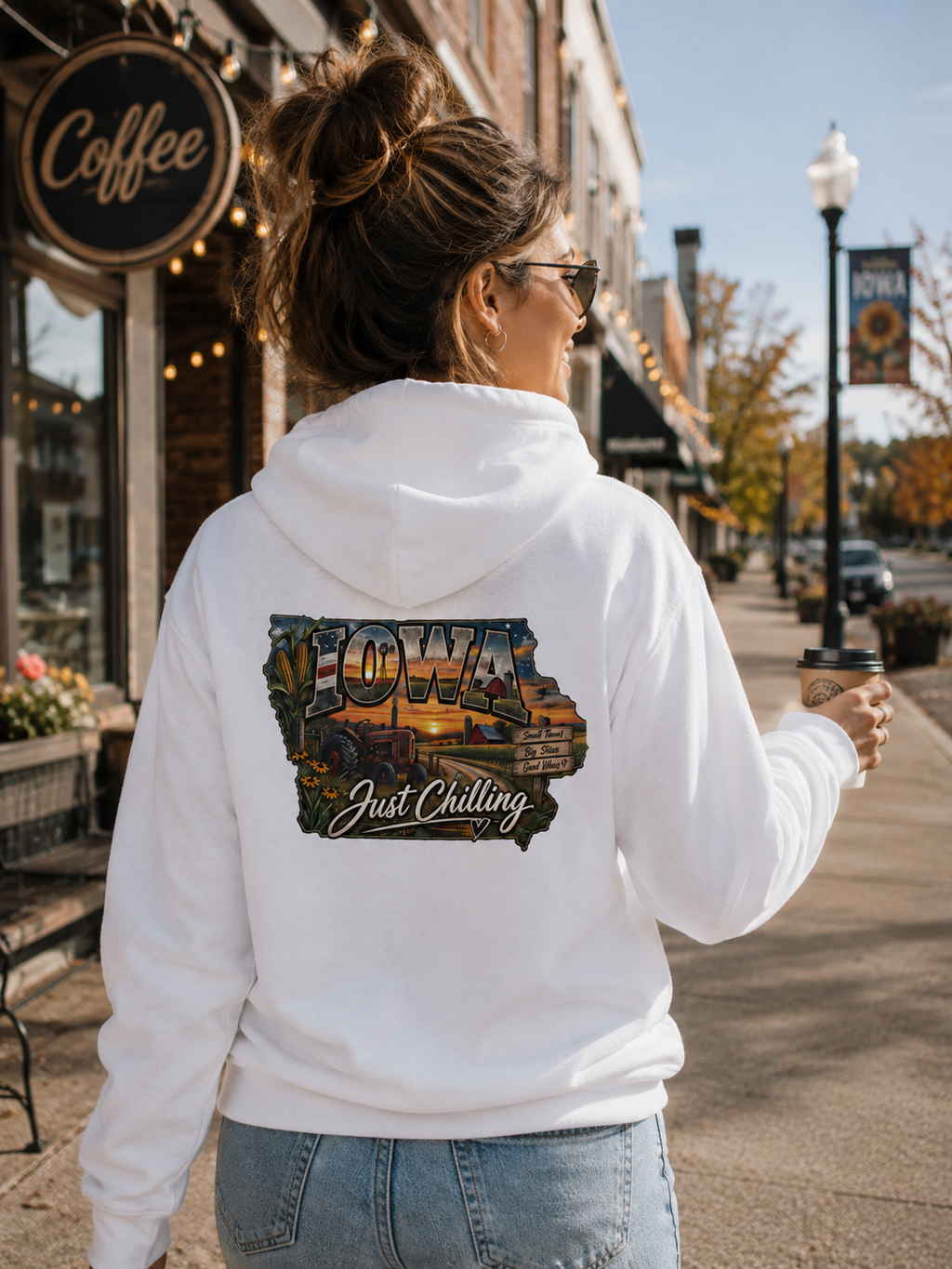 Iowa State Hoodie — 'Iowa Just Chilling' Retro Landscape College Sweatshirt