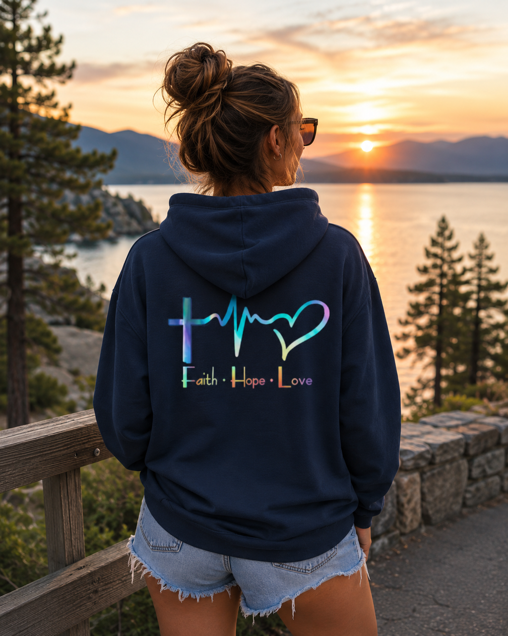 Faith Hope Love Hoodie – Christian Cross Heartbeat Pullover - Just Chilling Shop