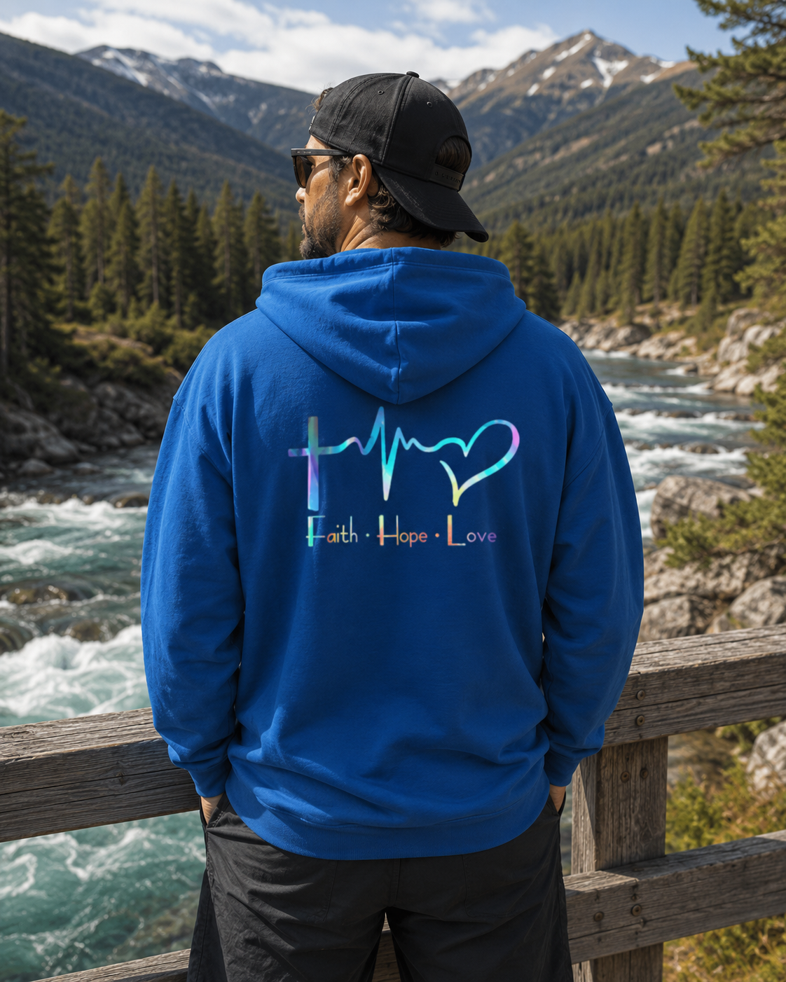 Faith Hope Love Hoodie – Christian Cross Heartbeat Pullover - Just Chilling Shop