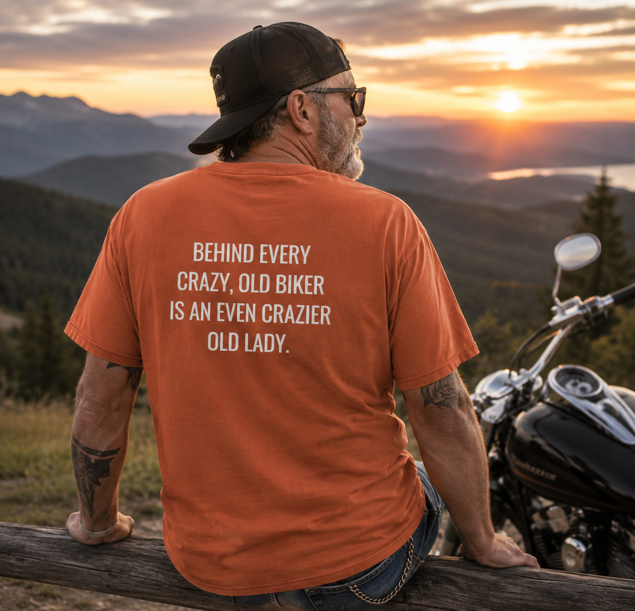 Unisex Heavy Cotton Tee crazy old biker meme