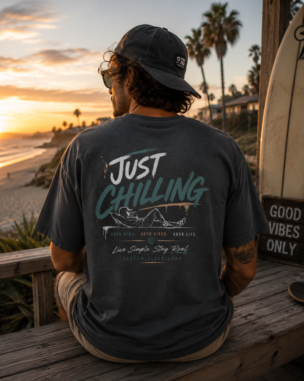 Classic Black Crewneck T-Shirt — Minimal Everyday Tee (Just Chilling)