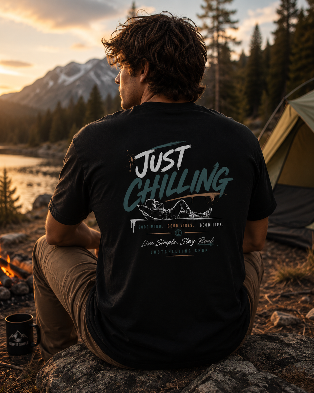 Classic Black Crewneck T-Shirt — Minimal Everyday Tee (Just Chilling)