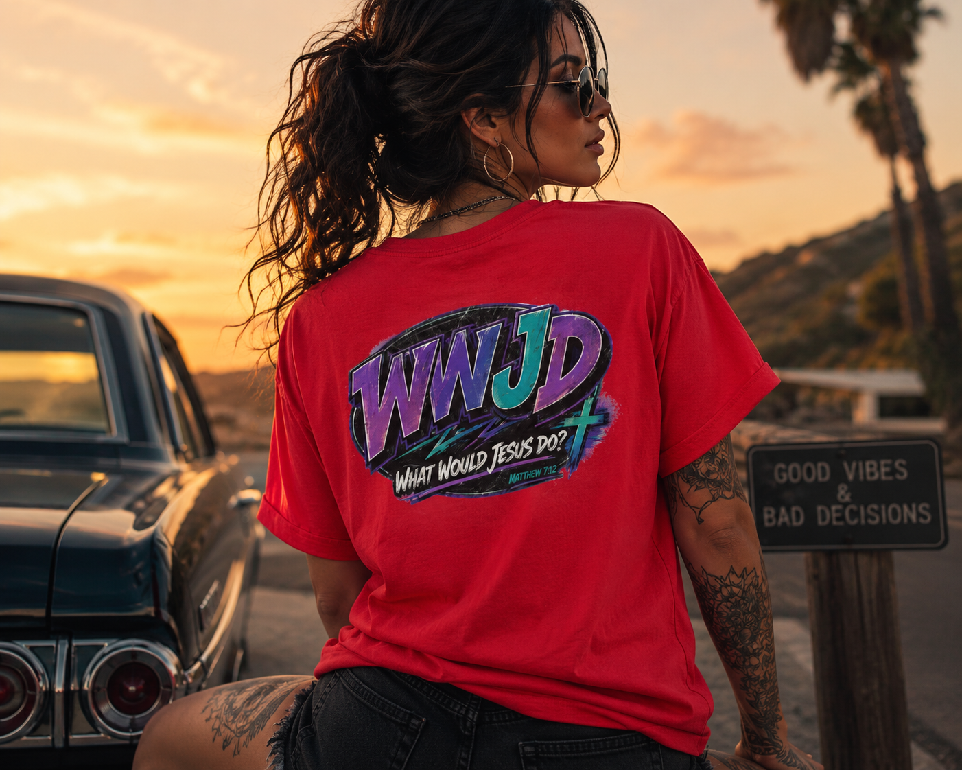 WWJD Retro Graphic Tee — "What Would Jesus Do?" 90s Style Christian T-Shirt