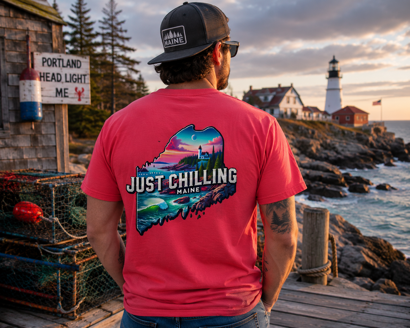 Maine Chill Vibes T-Shirt - Relaxed Fit Tee | Soft Breathable Fabric, Casual Holiday Top