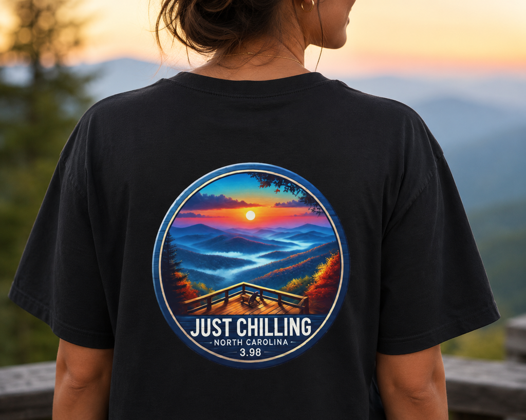 Just Chilling Beach Sunset T-Shirt — Relaxed Vibes Tee North Carolina Vibes