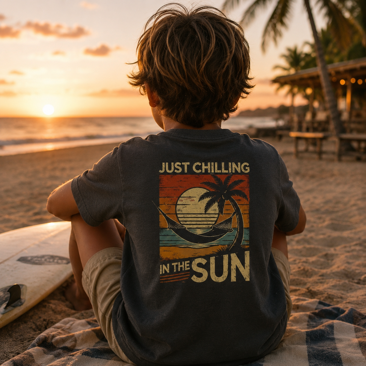 Just Chilling Kids Heavy Cotton Tee - Fun Summer Vibes Shirt