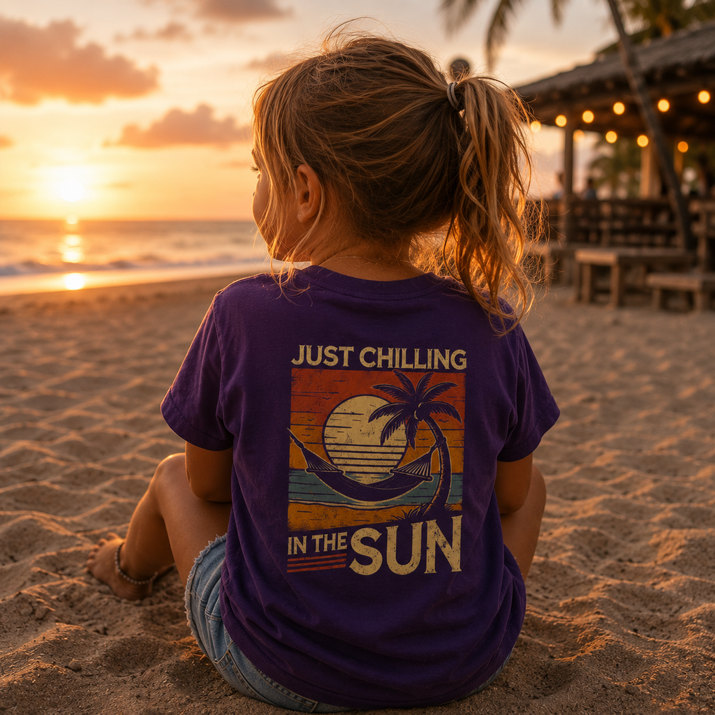 Just Chilling Kids Heavy Cotton Tee - Fun Summer Vibes Shirt