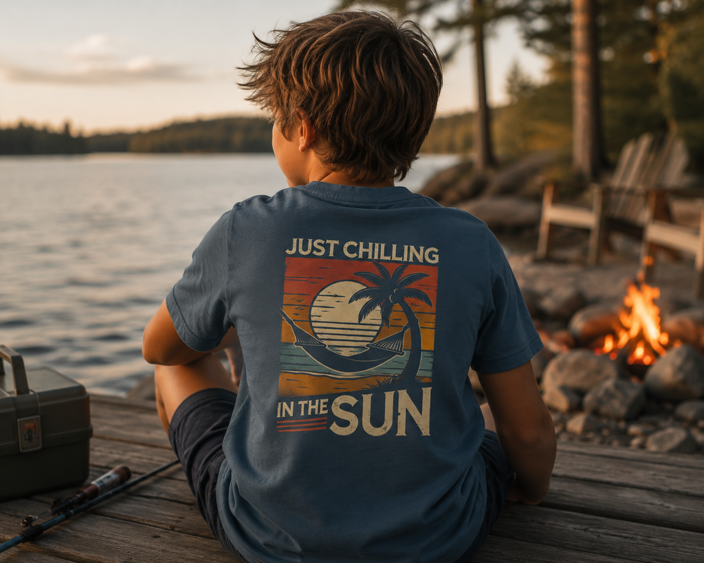 Just Chilling Kids Heavy Cotton Tee - Fun Summer Vibes Shirt