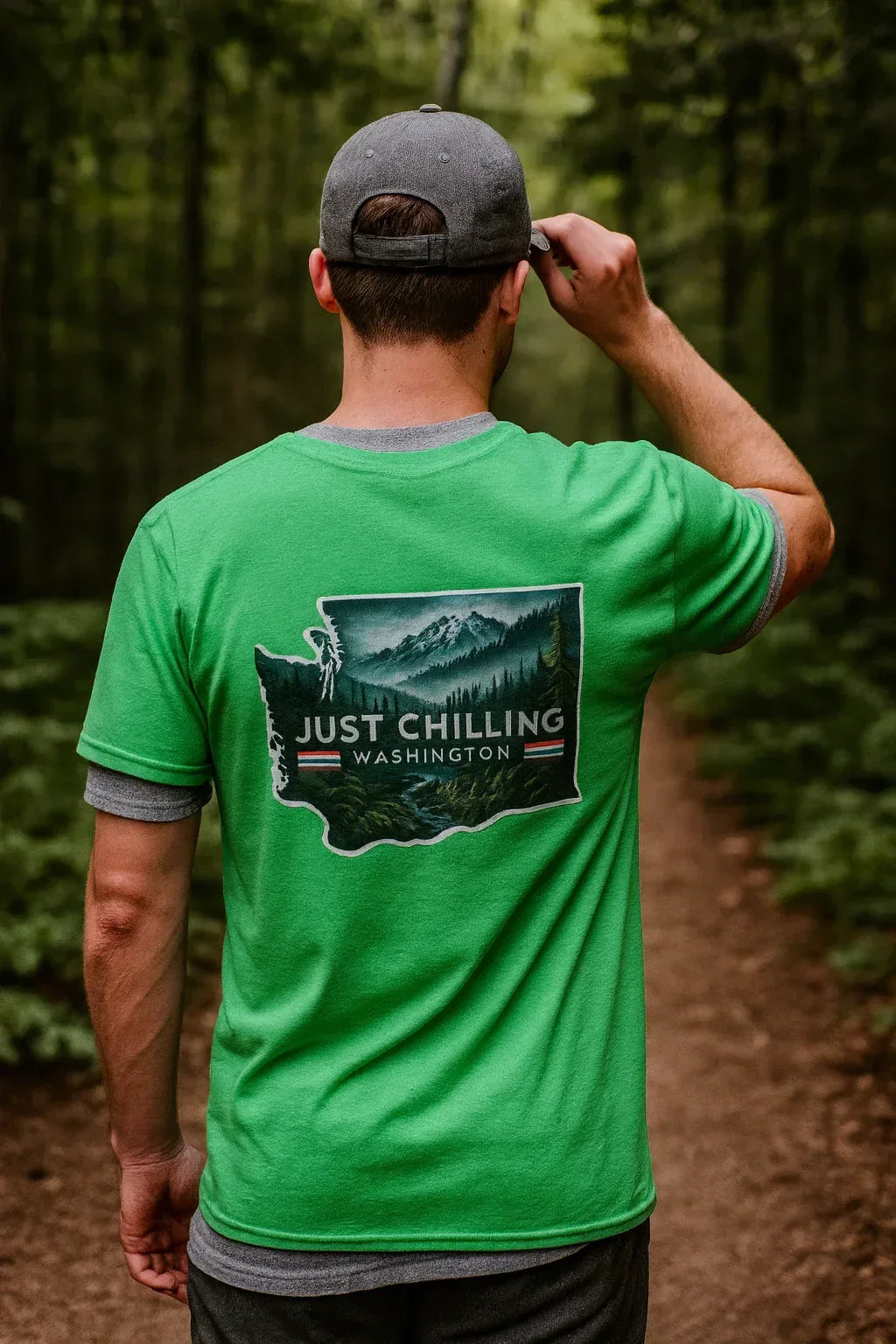 Just Chilling Washington State Tee – Scenic Mountain Back Print Unisex Comfort Shirt - Just Chilling Inc.