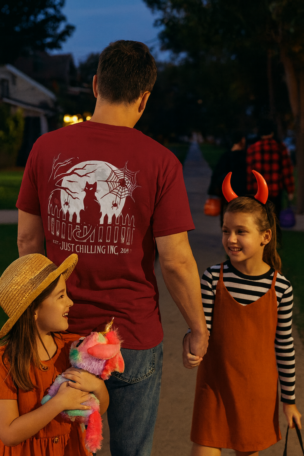 Black Cat & Moon – Just Chilling Inc. Halloween Tee