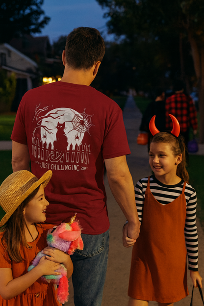 Black Cat & Moon – Just Chilling Inc. Halloween Tee