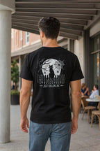 Black Cat T-Shirt – Minimalist Halloween Tee With Moon Design | Comfortable Cotton Top - Just Chilling Inc.