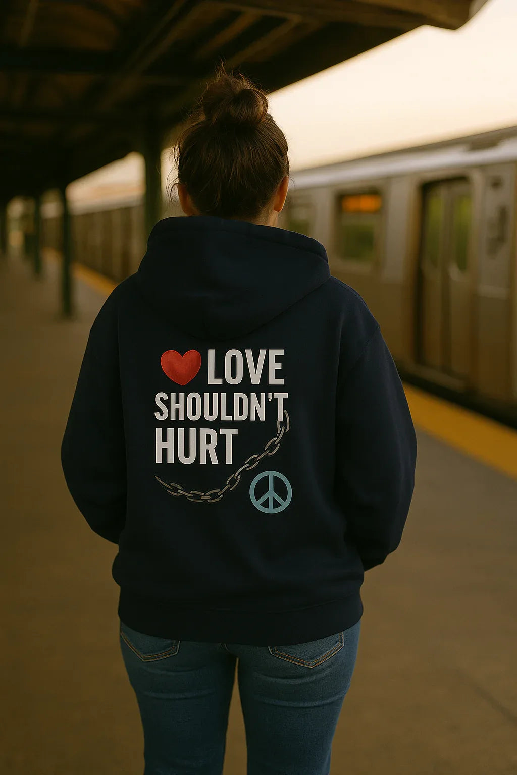 Domestic Violence Hoodie – Awareness Sweatshirt With Adjustable Hood & Purple Ribbon - Just Chilling Inc.