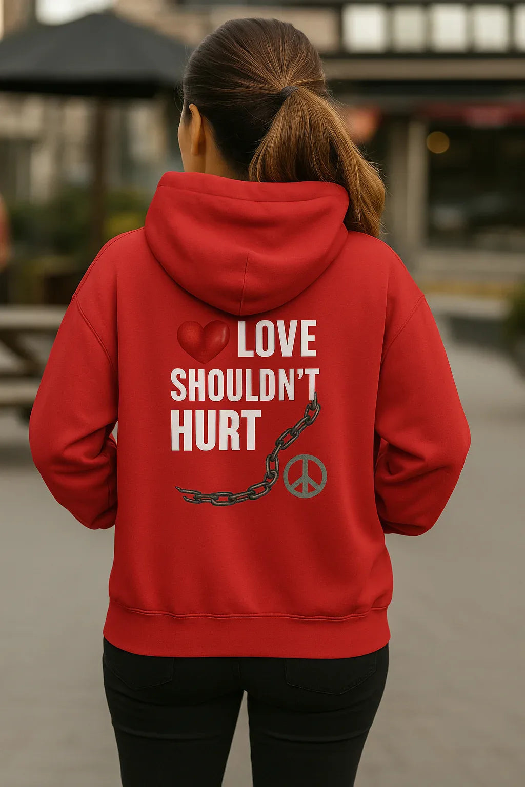 Domestic Violence Hoodie – Awareness Sweatshirt With Adjustable Hood & Purple Ribbon - Just Chilling Inc.