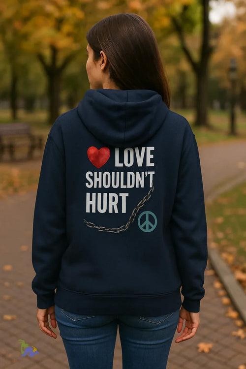 Domestic Violence Hoodie – Awareness Sweatshirt With Adjustable Hood & Purple Ribbon - Just Chilling Inc.