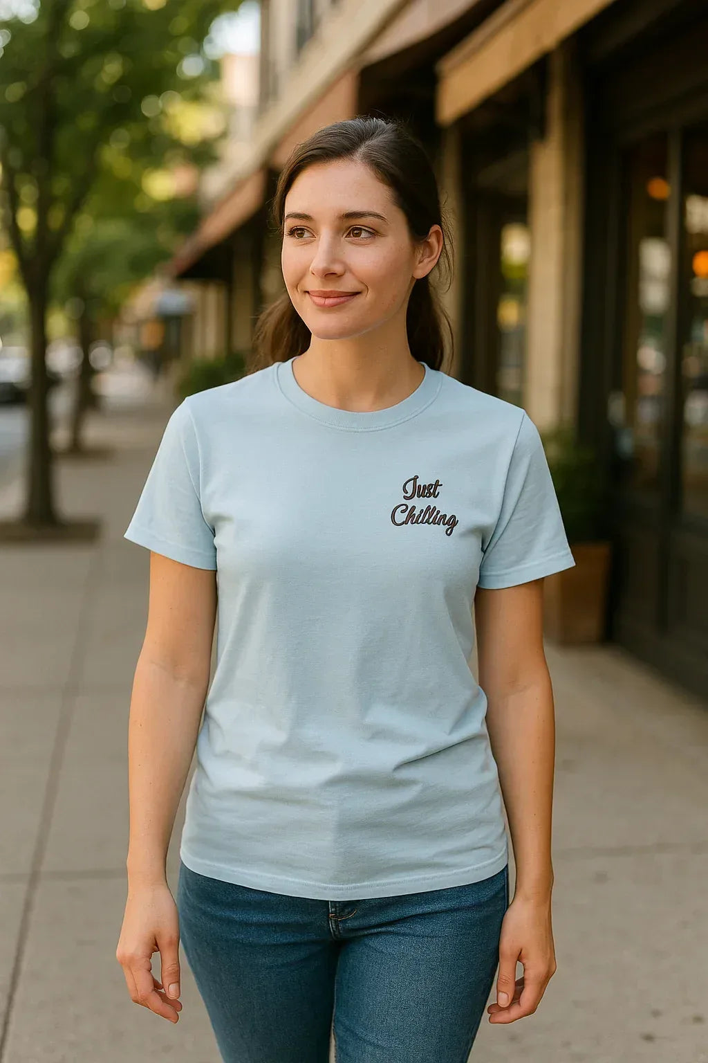 Cotton Crew Tee – Just Chillin' Women's Classic Fit Graphic T-Shirt With Soft Breathable Fabric - Just Chilling Inc.