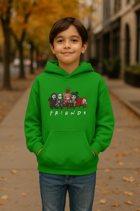 Kids "FRIENDS" Halloween Hoodie – Cute Horror Character Design | Just Chilling Inc.