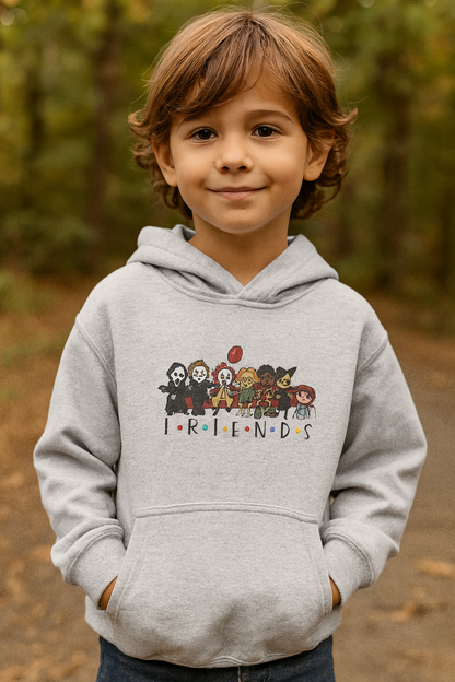 Kids "FRIENDS" Halloween Hoodie – Cute Horror Character Design | Just Chilling Inc.
