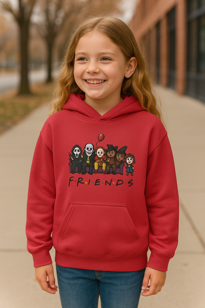 Kids "FRIENDS" Halloween Hoodie – Cute Horror Character Design | Just Chilling Inc.
