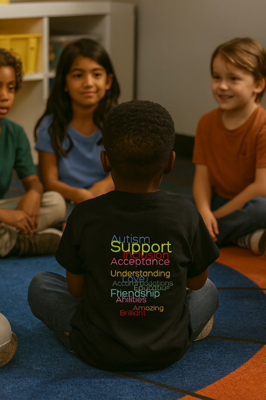 Toddler Autism Support Tee – “Inclusion, Acceptance, Love” | Just Chilling Inc. Awareness Shirt