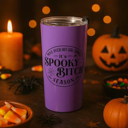 20oz Stainless Steel Tumbler – “It’s Spooky B*h Season” | Halloween Edition by Just Chilling Inc.