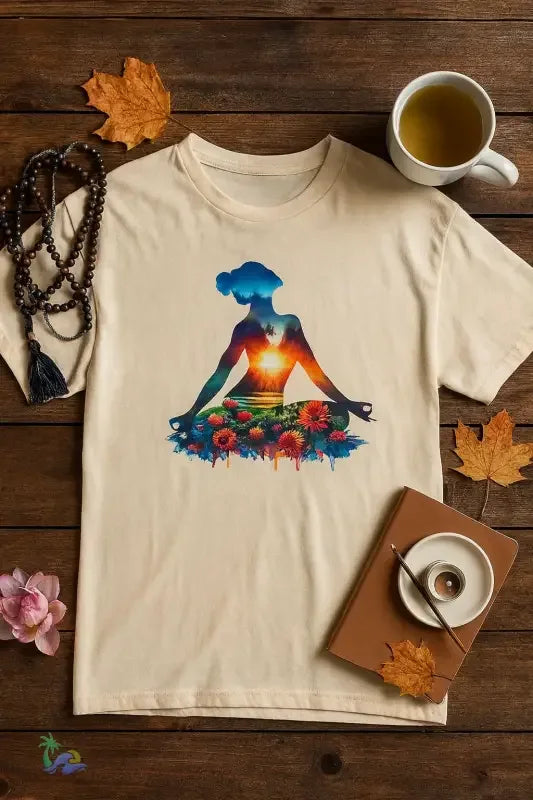 Unisex Jersey Tee - Breathable Cotton T-Shirt With Meditation Double Exposure Print - Just Chilling Inc.